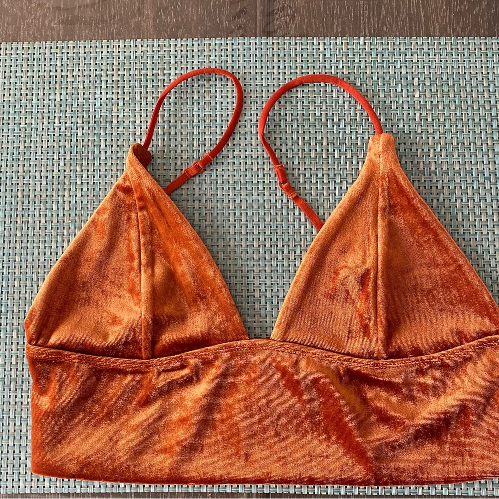 Rich Velvet, copper bralette.